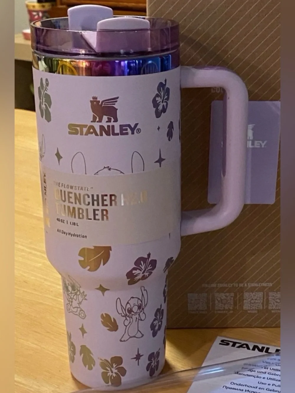 Pink Stitch Engraved Stanley Tumbler 40 oz NIB - Picture 1 of 6